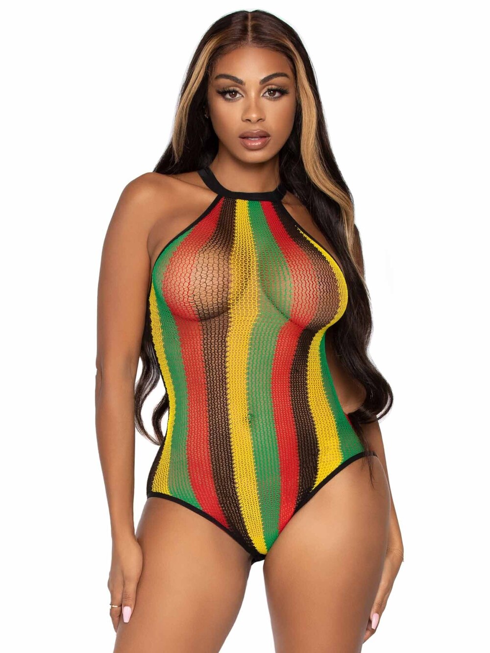 leg Avenue - Higher Love Fishnet Bodysuit - MULTICOLOR